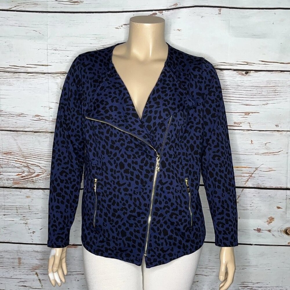 Belle by Kim Gravel Light Navy Leopard Jacket